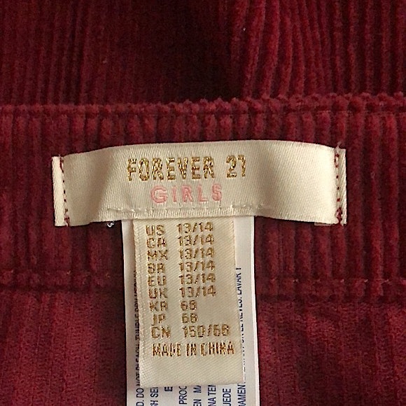 NWOT Burgundy Maroon Red button front mini corduroy Skirt - Picture 9 of 11